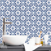 Blue Moroccan DIY Self Adhesive Peel & Stick Floor Tiles Sticker For Kitchen, Living Room, Home Decor